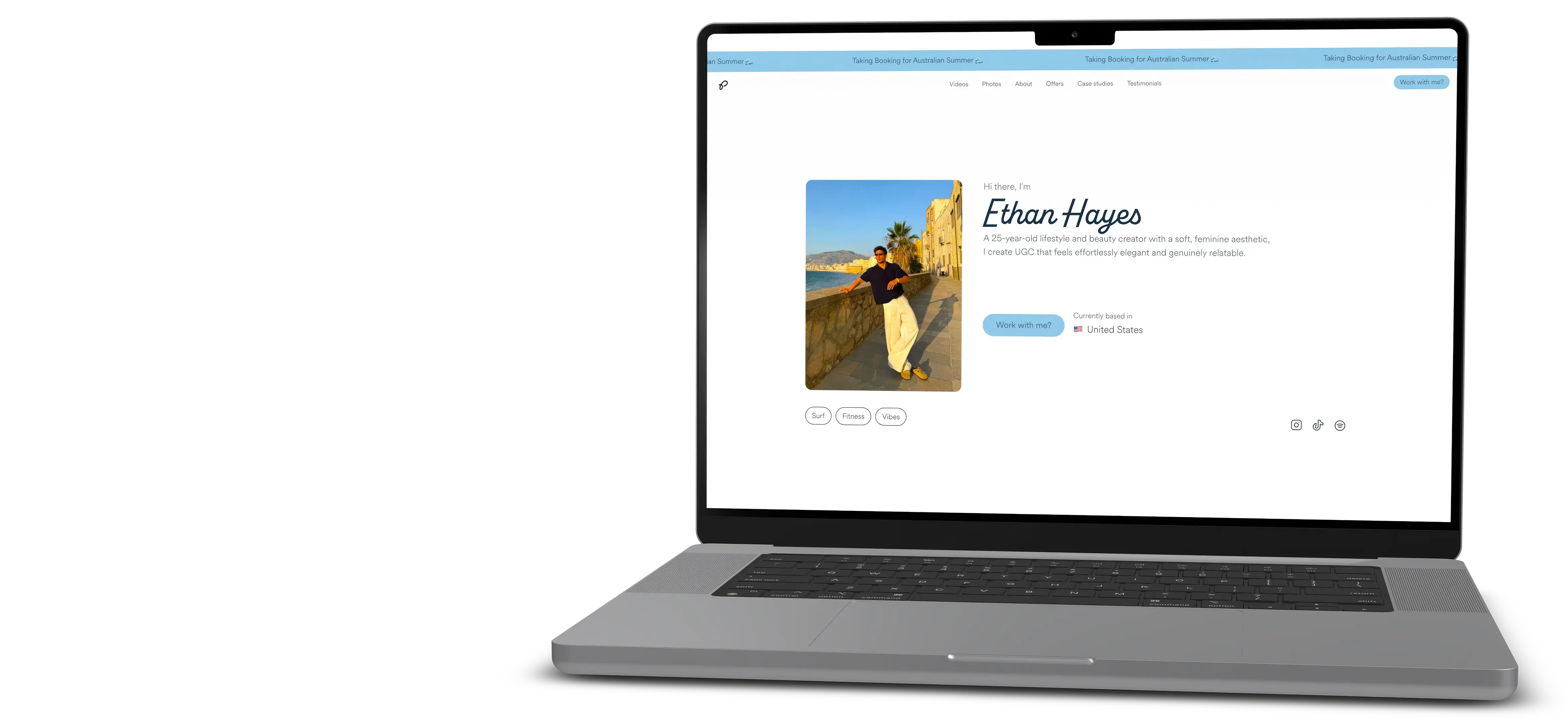 Pressbook portfolio on a laptop